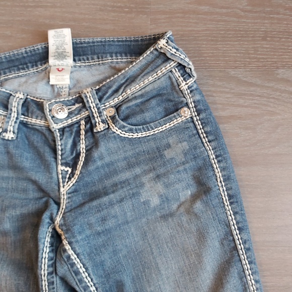 TRUE RELIGION White Stitching Straight Leg Jeans - Picture 4 of 8